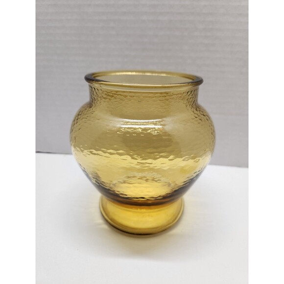 Vintage Pebble Glass Apothecary Glass Jar Container 9" Yellow Amber. - Picture 5 of 8